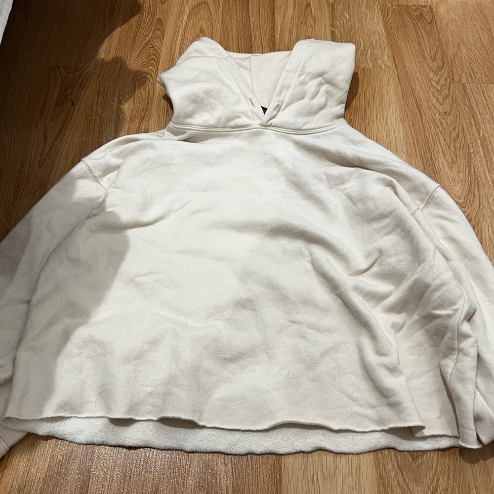 Cream Cropped Hoodie